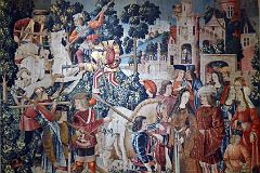 New York Cloisters 59 017 Unicorn Tapestries - The Unicorn is Killed and Brought to the Castle - Netherlands 1495-1505